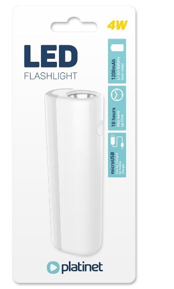Platinet LED flashlight (4W 1200mAh) valge