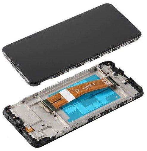 LCD ekraan Samsung A035G (A03 2022) puuteekraani ja raamiga must originaal