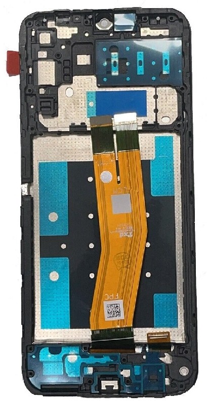 LCD screen Samsung A145 A14 4G 2023 koos touch screen ja frame (Kollane flex) Must original