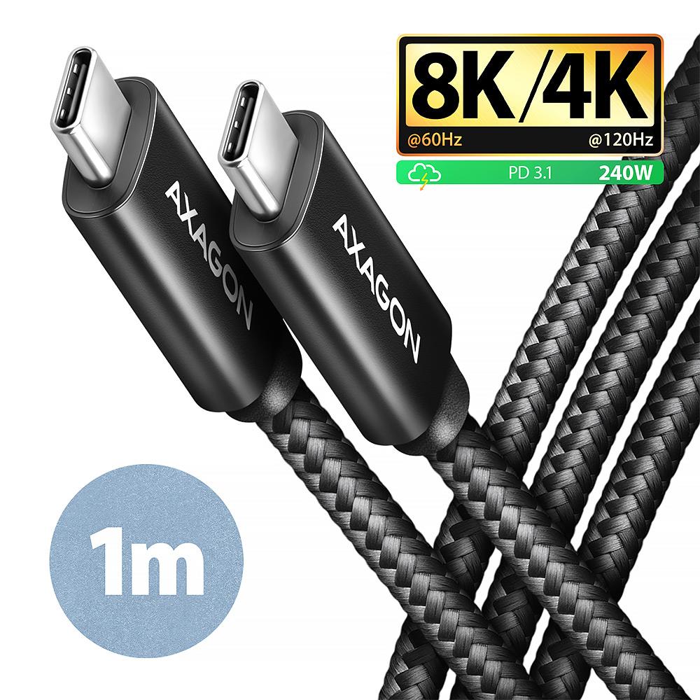 USB-C kaabel 1m 240W 8K Must BUCM4X-CM10AB Axagon