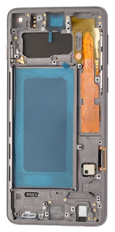 LCD screen Samsung G973 S10 koos touch screen ja frame Must OLED (real size)