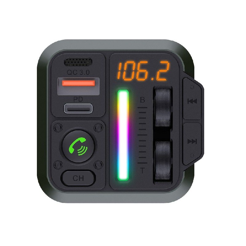 Auto laadija + FM saatja Blue Star (MT04B) (2xUSB-C, 20W, 3.0A) must