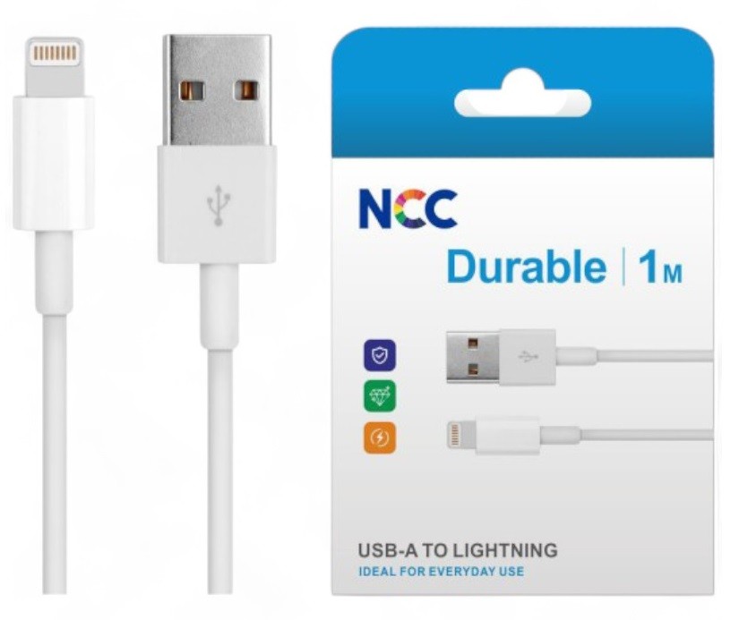 USB kaabel NCC "lightning" valge 1m