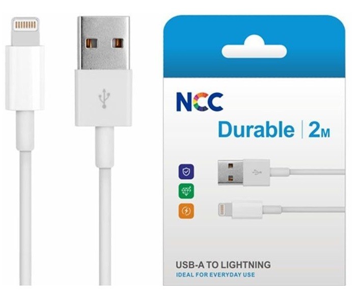 USB kaabel NCC "lightning" valge 2m