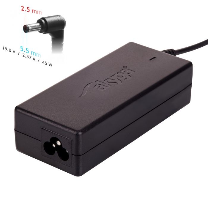Laadija sülearvutile Akyga AK-ND-61 (19V / 2.37A 45W 5.5 x 2.5mm) ASUS / TOSHIBA / LENOVO 1.2m