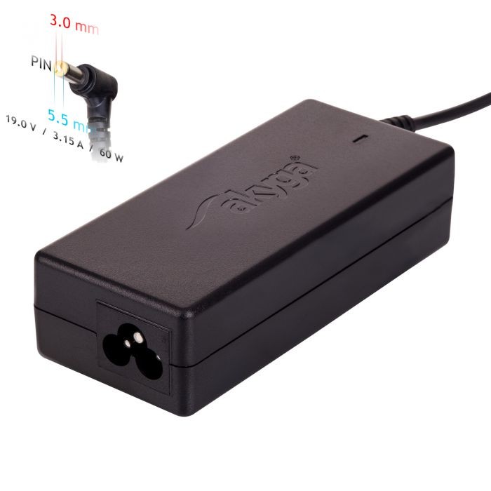 Laadija sülearvutile Akyga AK-ND-13 (19V / 3.16A 60W 5.5 x 3.0mm + pin) SAMSUNG 1.2m