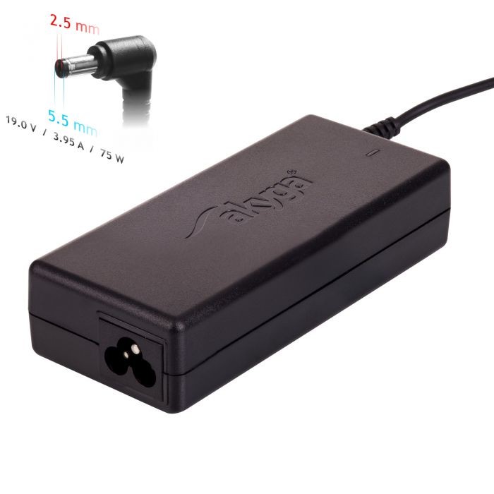 Laadija sülearvutile Akyga AK-ND-02 (19V / 3.95A 75W 5.5 x 2.5mm) ASUS / TOSHIBA / LENOVO 1.2m