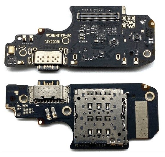 Flex Xiaomi Poco X4 Pro 5G koos charging connector ja microphone, SIM card contact original (service pack)