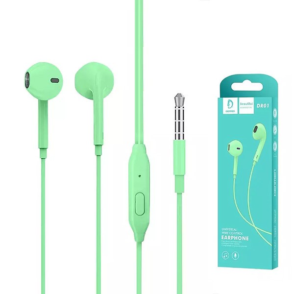 Handsfree Denmen (DR01G) 3,5mm roheline