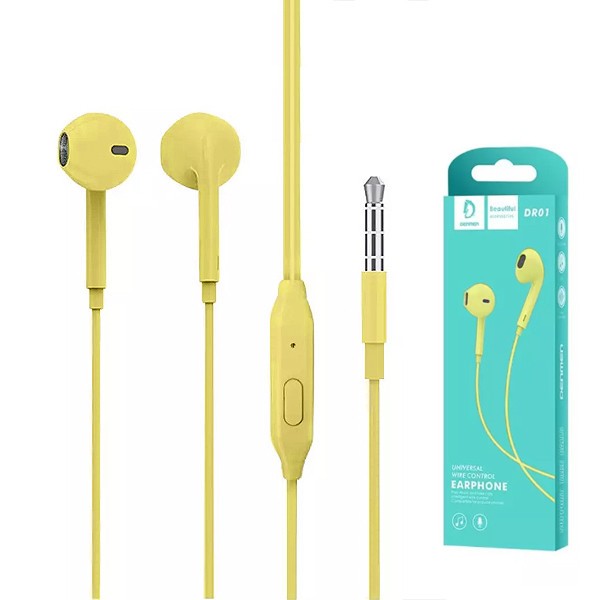 Handsfree Denmen (DR01Y) 3,5mm kollane