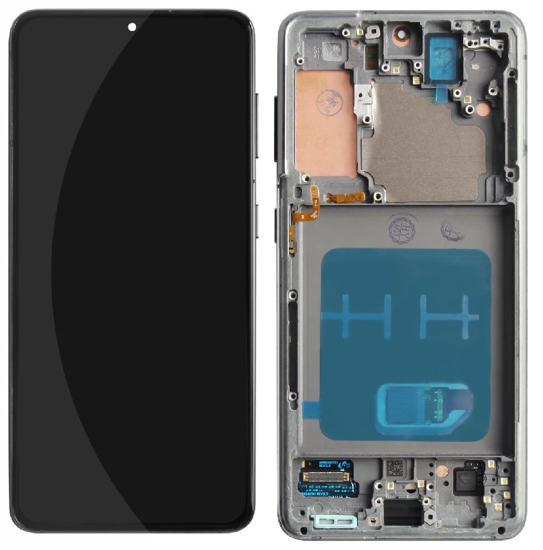 LCD screen Samsung G991 S21 koos touch screen ja frame Phantom Must OLED (real size)