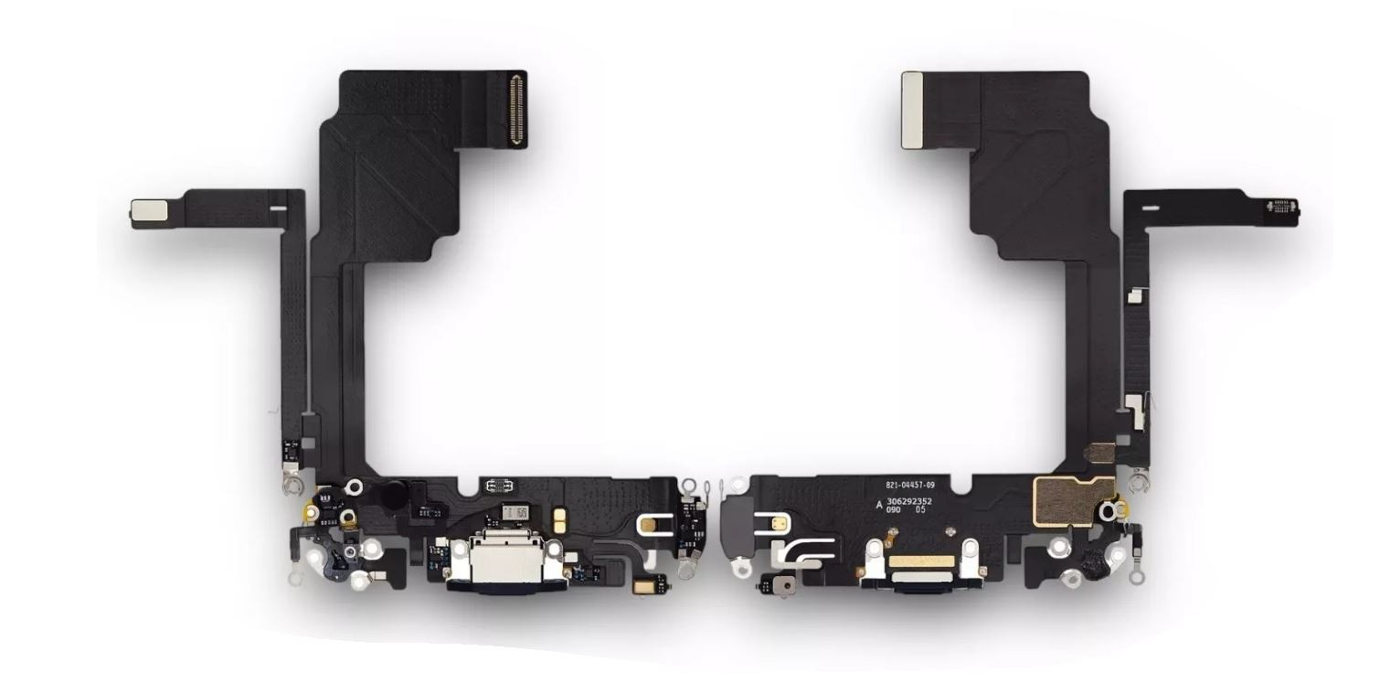 Flex jaoks iPhone 15 Pro jaoks charging connector koos microphone Sinine Titanium original (used Grade A)