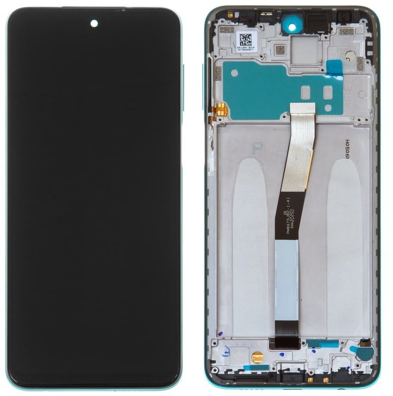 LCD screen Xiaomi Redmi Note 9 Pro/Note 9S koos touch screen koos frame Roheline original (used Grade C)