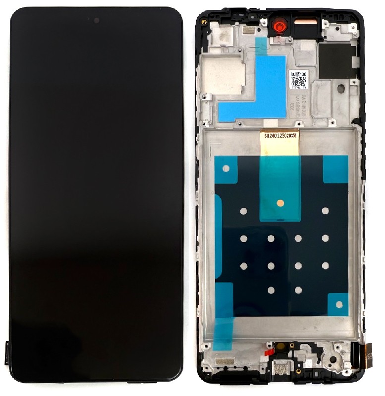 LCD screen Samsung M556 M55 5G koos touch screen ja frame Must OLED (real size)