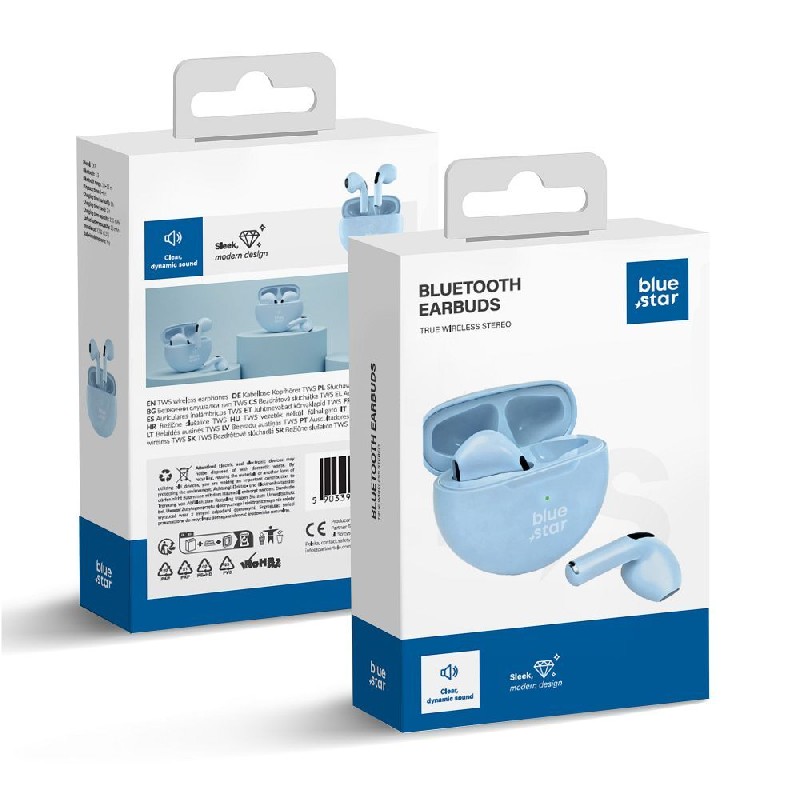 Blue Star (TX3) TWS Bluetooth juhtmevabad kõrvaklapid sinised