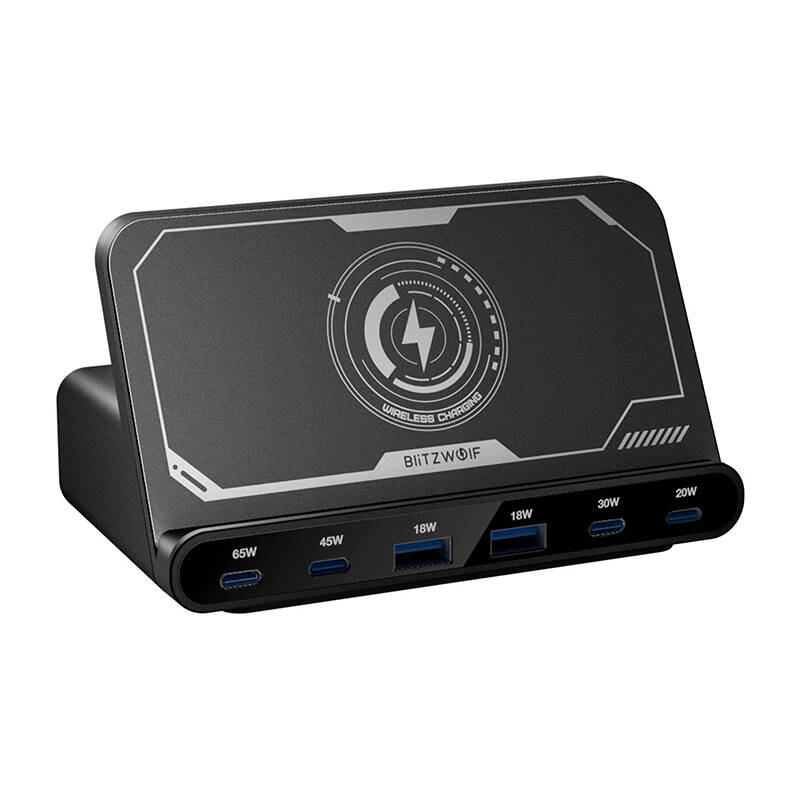 Blitzwolf BW-S27 160W, 2xUSB-A, 4xUSB-C, 15W wireless laadija (must)