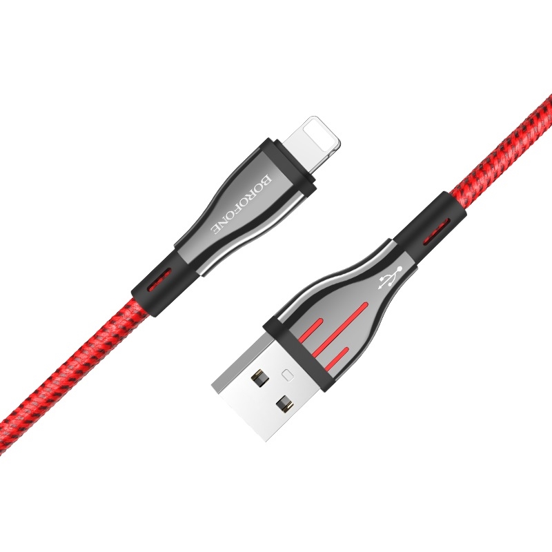 Borofone Highway BU23 USB-A–Lightning kaabel, 1.2 m, must ja punane