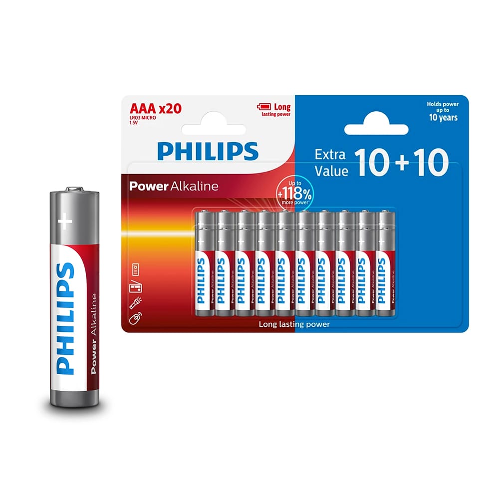 Patarei PHILIPS AAA LR03 blisterpakend 10+10 tk.