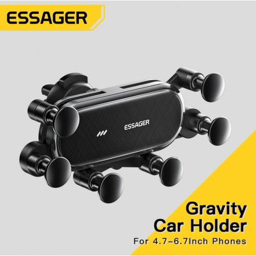 Autohoidik Essager Gravity v2, must (mitte-magnetiline / ventilatsioonivõre)