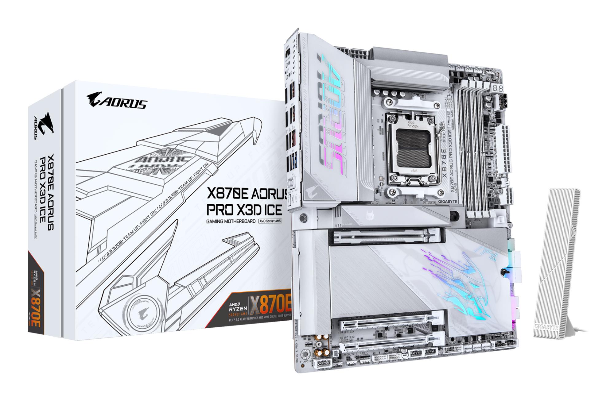 Emaplaat GIGABYTE AMD X870E AM5 ATX DDR5 4 pesa Wi-Fi Bluetooth 4xM.2 ICE