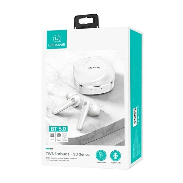 USAMS Kõrvaklapid Bluetooth 5.0 TWS SD series juhtmevabad valge BHUSD01