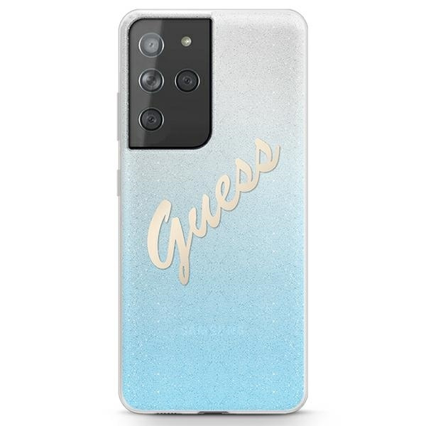 Guess GUHCS21LPCUGLSBL S21 Ultra G998blue kõva ümbris Glitter Gradient Script