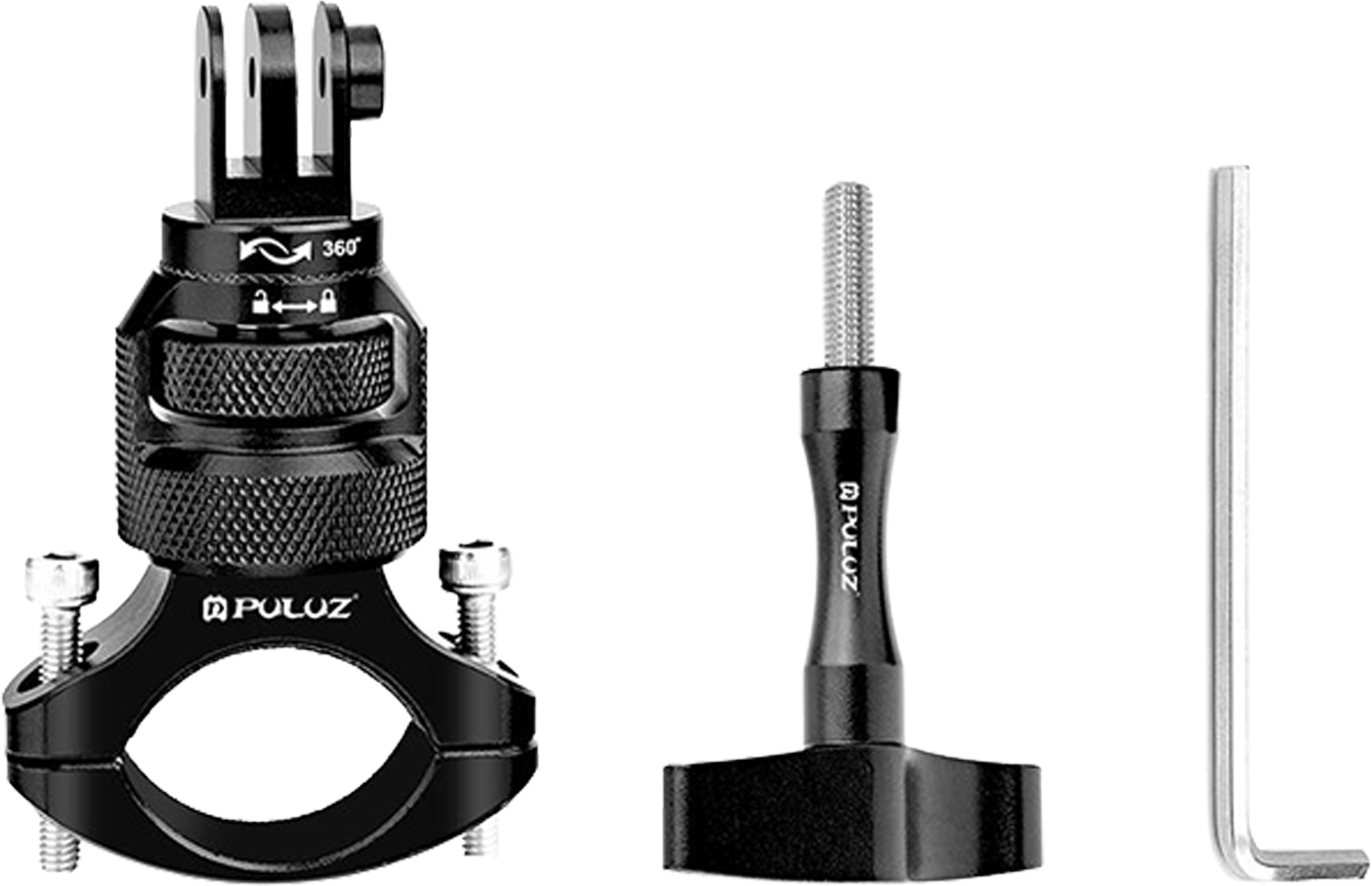 Alumiinium 360° PULUZ rooli kinnitus spordikaameratele (must)