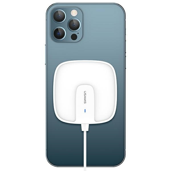 USAMS Juhtmevaba laadija US-CD159 magnetic W1 15W Extra-thin iPhone 12 series valge CD159DZ02