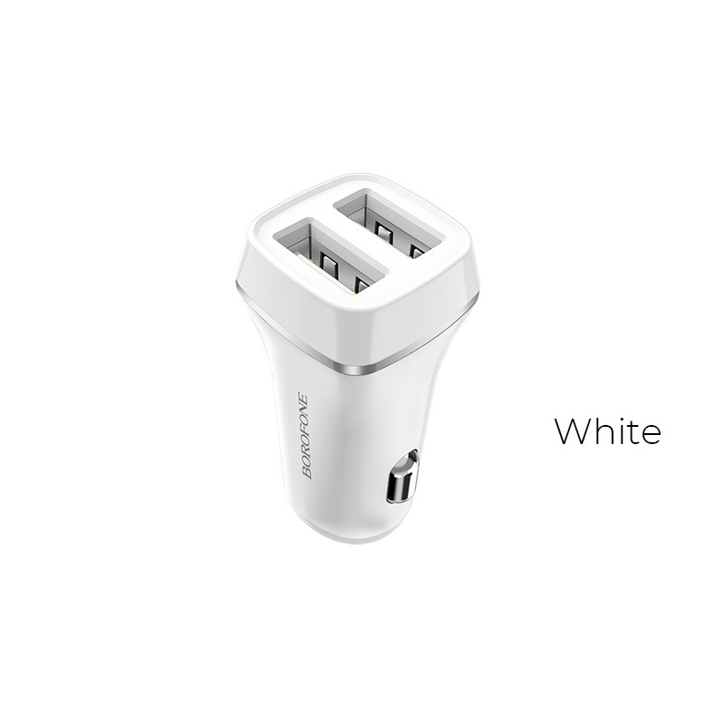 Borofone BZ2 Joyroad autolaadija 2 USB-A pordiga, 12 W, valge