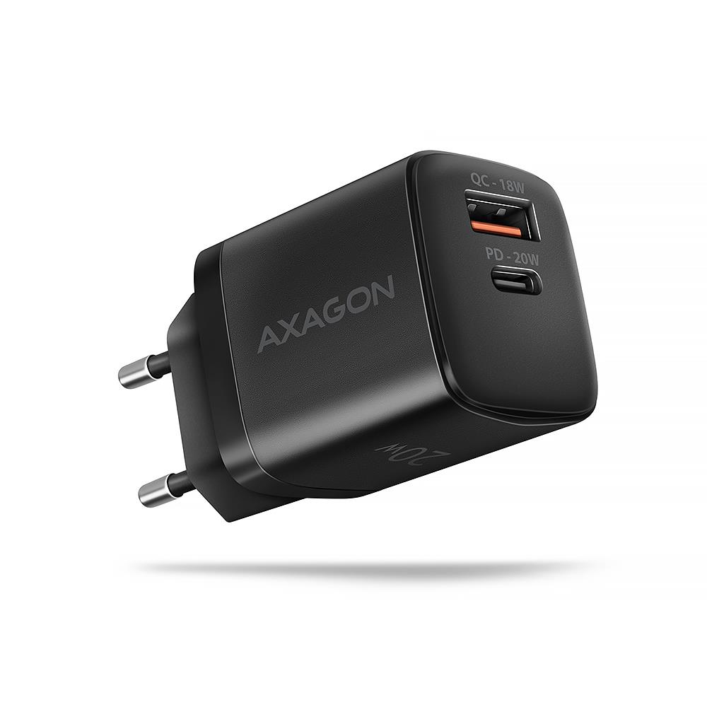 Axagon seina USB laadija 20W 2 porti must ACU-PQ20