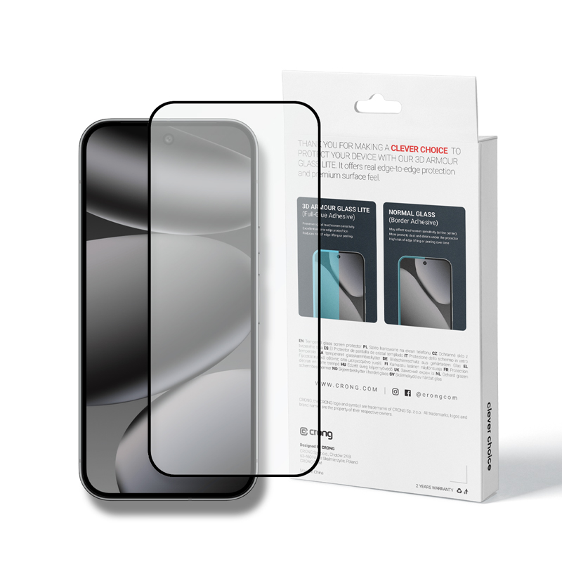 Crong 3D Armor Glass Lite kogu pinnaga liimuv karastatud ekraanikaitseklaas seadmele Google Pixel 9 Pro / 10 Pro