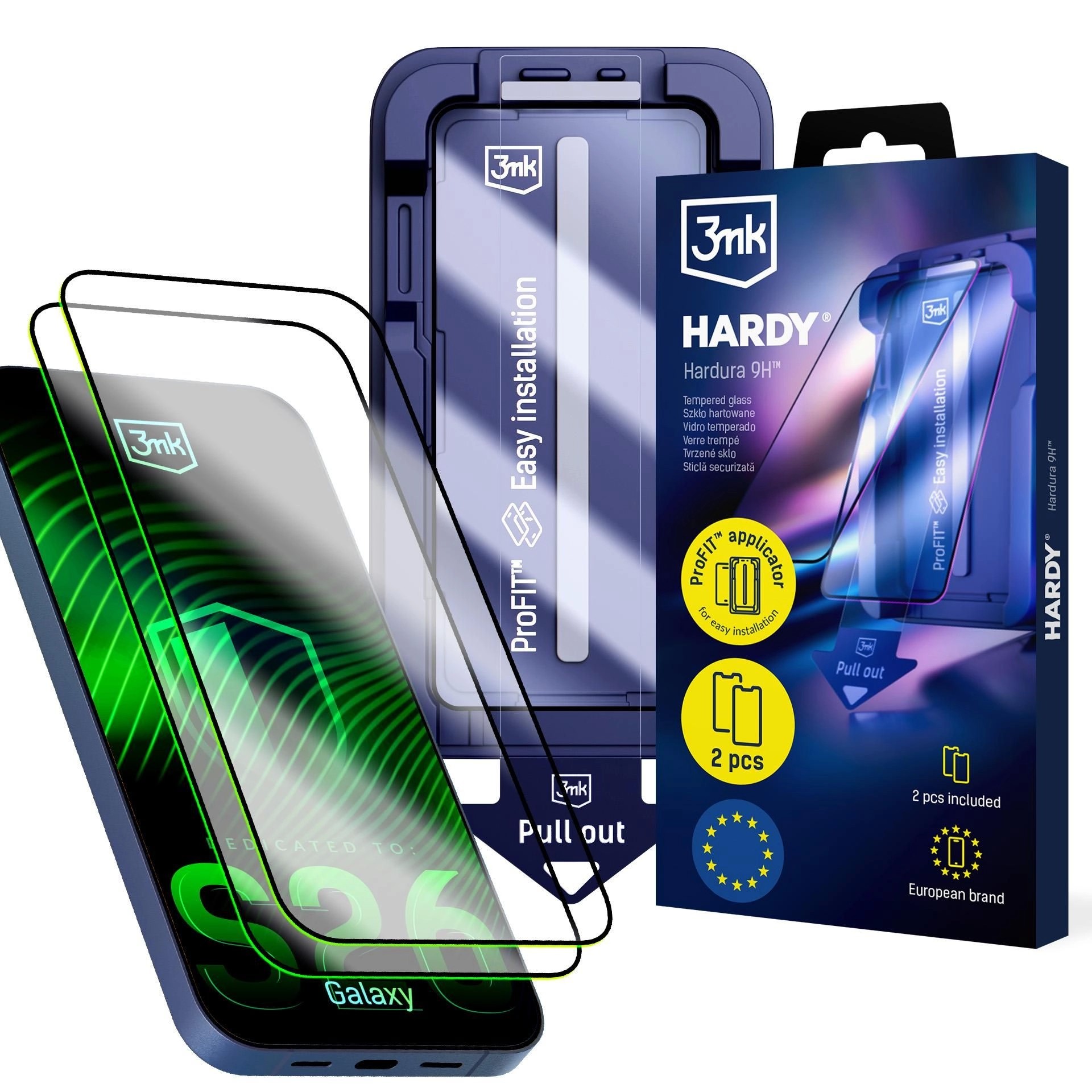 LCD tempered glass (2 pcs.) with applicator 3mk Hardy Hardura 9H Samsung S948 S26 Ultra must