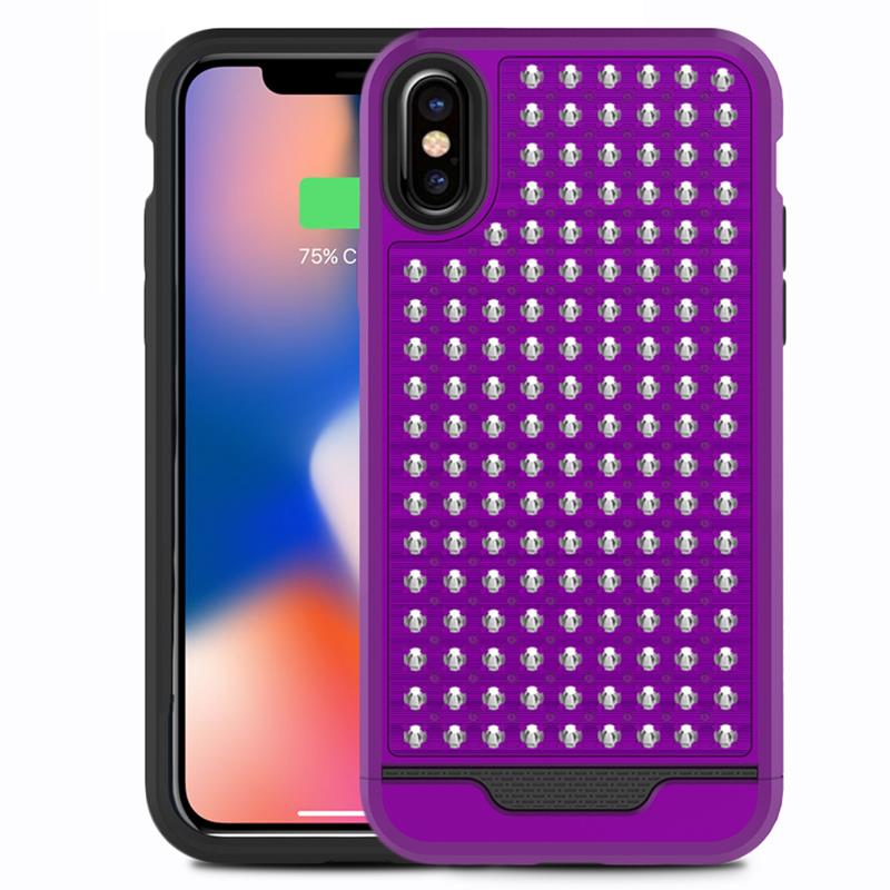 Zizo Star Diamond Hybrid ümbris seadmele iPhone X, lilla ja must