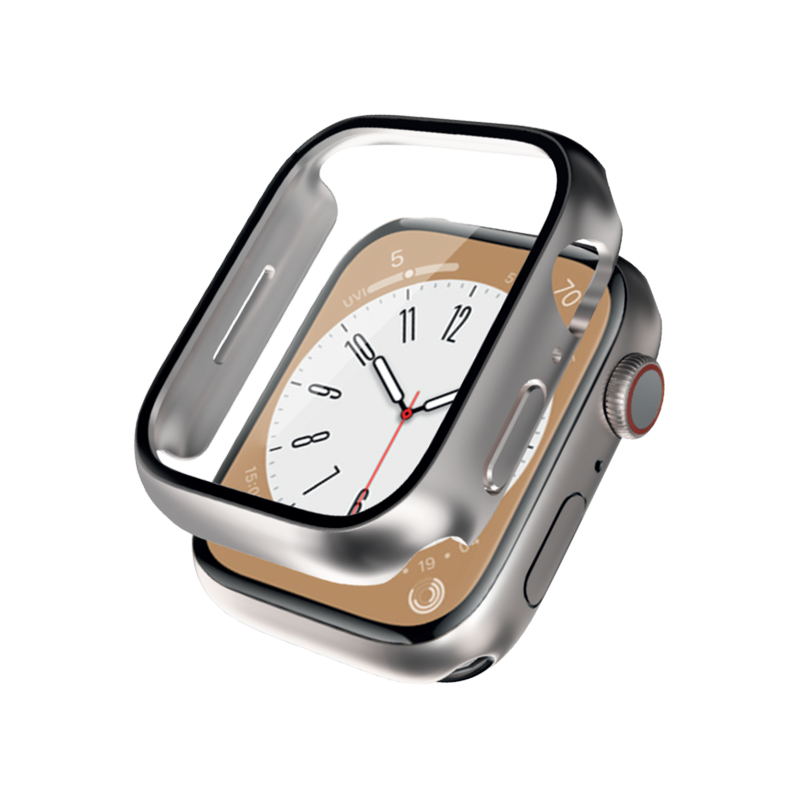 Crong Hybrid Watch Case integreeritud klaasiga kaitseümbris Apple Watch 41 mm kellale, Starlight värvitoonis