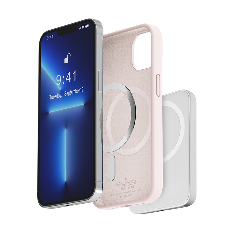 Puro Icon Mag MagSafe Silicone Ümbris jaoks iPhone 14 Pro Max - Roosa