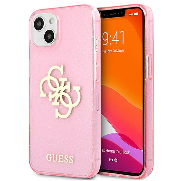 Guess GUHCP13SPCUGL4GPI iPhone 13 mini 5,4" roosa/roosa hard ümbris Glitter 4G Big Logo