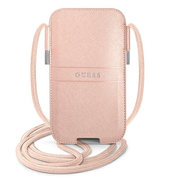Guess käekott GUPHLPSASBPI 6,7" roosa Saffiano Strap