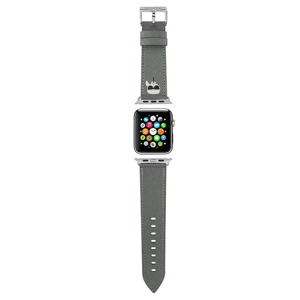 Karl Lagerfeld KLAWMOKHG Apple Watch rihm 38/40 / 41mm hõbedane / hõbedane rihm Saffiano Karl Heads