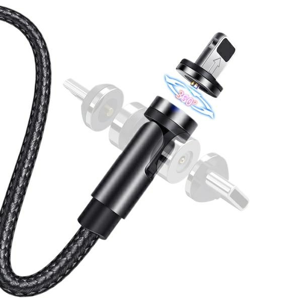 USAMS Kaabel magnetiline U59 LIGHTNING 2.1A FAST CHARGE 1M punutud must SJ472USB01 (US-SJ472) reguleeritav nurk