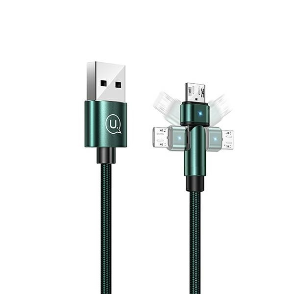 USAMS Kaabel punutud pööratav U60 2A microUSB roheline 1m SJ478USB02 (US-SJ478)