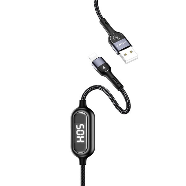 USAMS Kaabel punutud U48 lightning 1,2m 2A Fast Charging LED must SJ423USB01 (US-SJ423)
