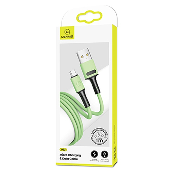 USAMS Kaabel U52 MICROUSB 2A FAST CHARGE 1M roheline SJ435USB02 (US-SJ435)
