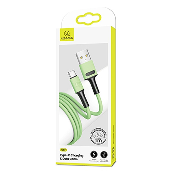 USAMS Kaabel U52 USB-C 2A FAST CHARGE 1M roheline SJ436USB02 (US-SJ436)