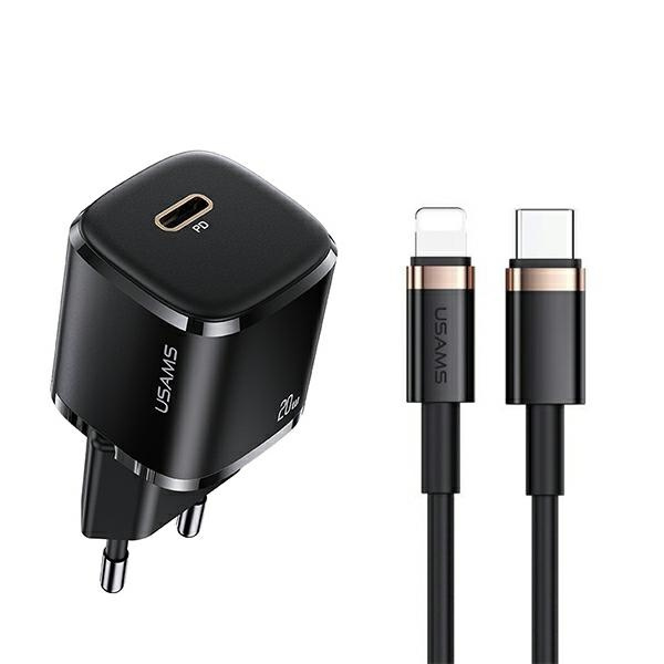 USAMS Võrgulaadija 1XUSB-C T36 MINI 20W + Kaabel USB-C-LIGHTNING must PD3.0 FAST CHARGING XFKXLOGTL01 (US-CC124+US-SJ484)