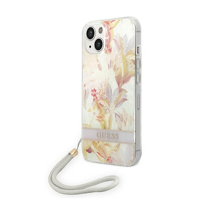 Guess GUOHCP14MHFLSU iPhone 14 Plus 6.7 "lilla / lilla hardcase Flower Strap