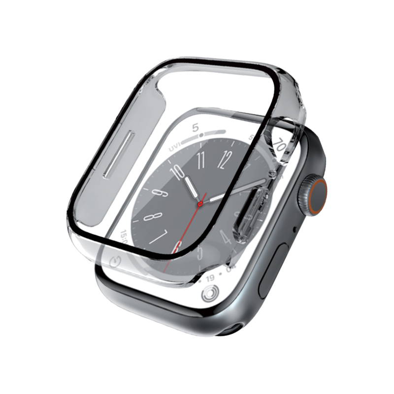 Crong Hybrid Watch Case integreeritud klaasiga kaitseümbris Apple Watch 44 mm kellale, läbipaistev