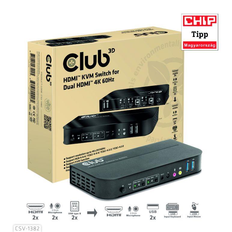 Club3D CSV-1382 KVM HDMI lüliti 2 pordiga
