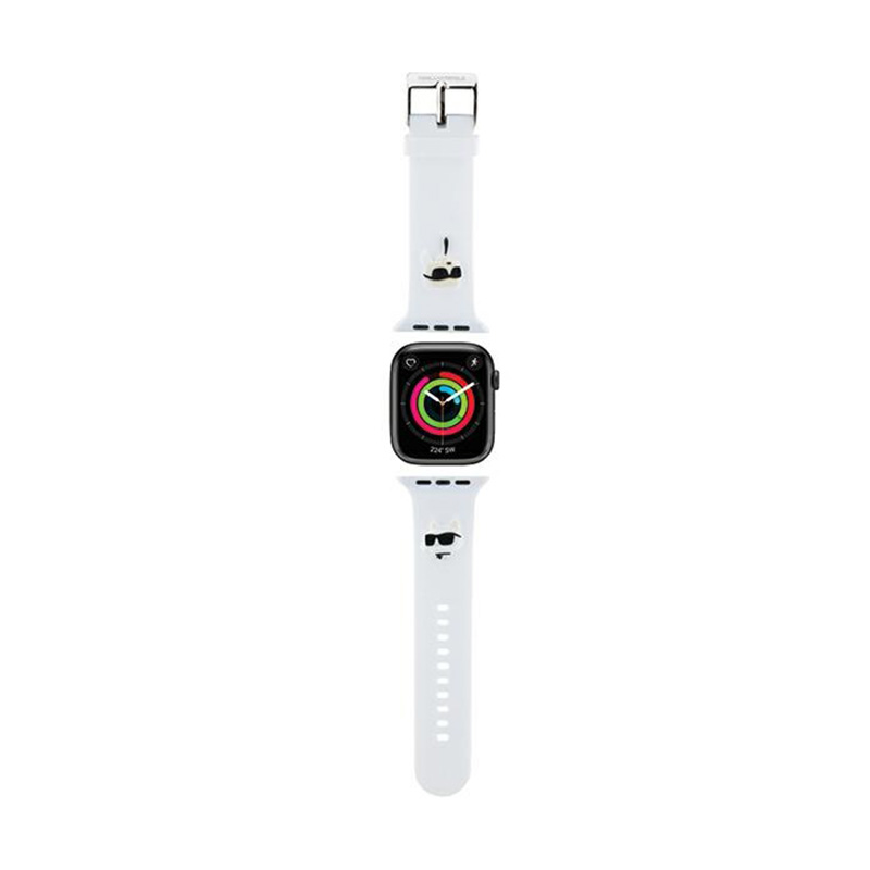 Karl Lagerfeld 3D Rubber Karl&Choupette Heads rihm for Apple Watch 42/44/45/49mm - valge