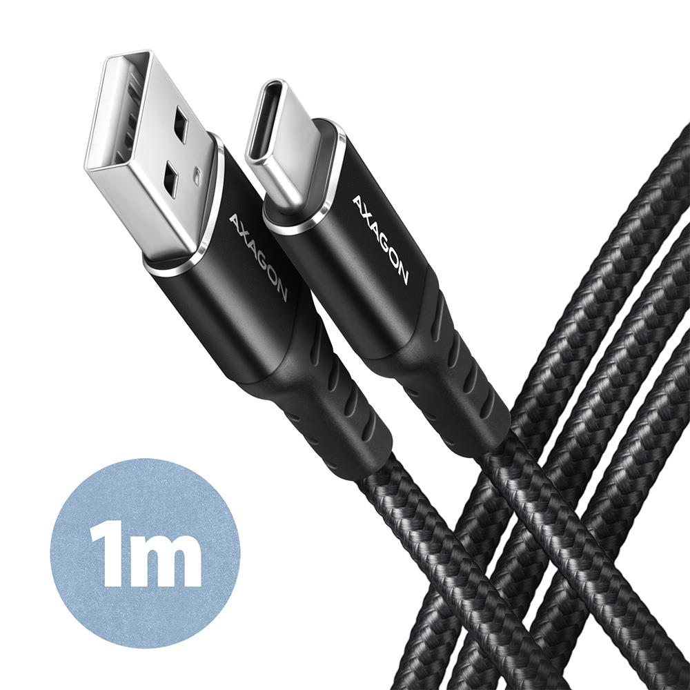Axagon USB-C USB2.0 kaabel 1m must BUCM-AM10AB