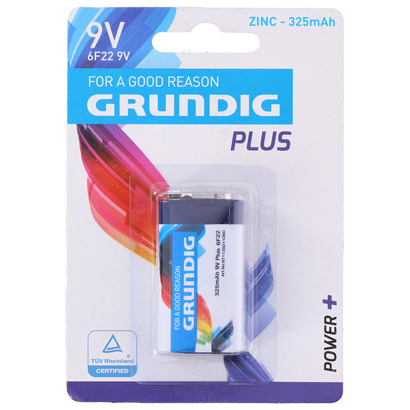 Grundig 6F22 9 V tsinkpatarei, 325 mAh